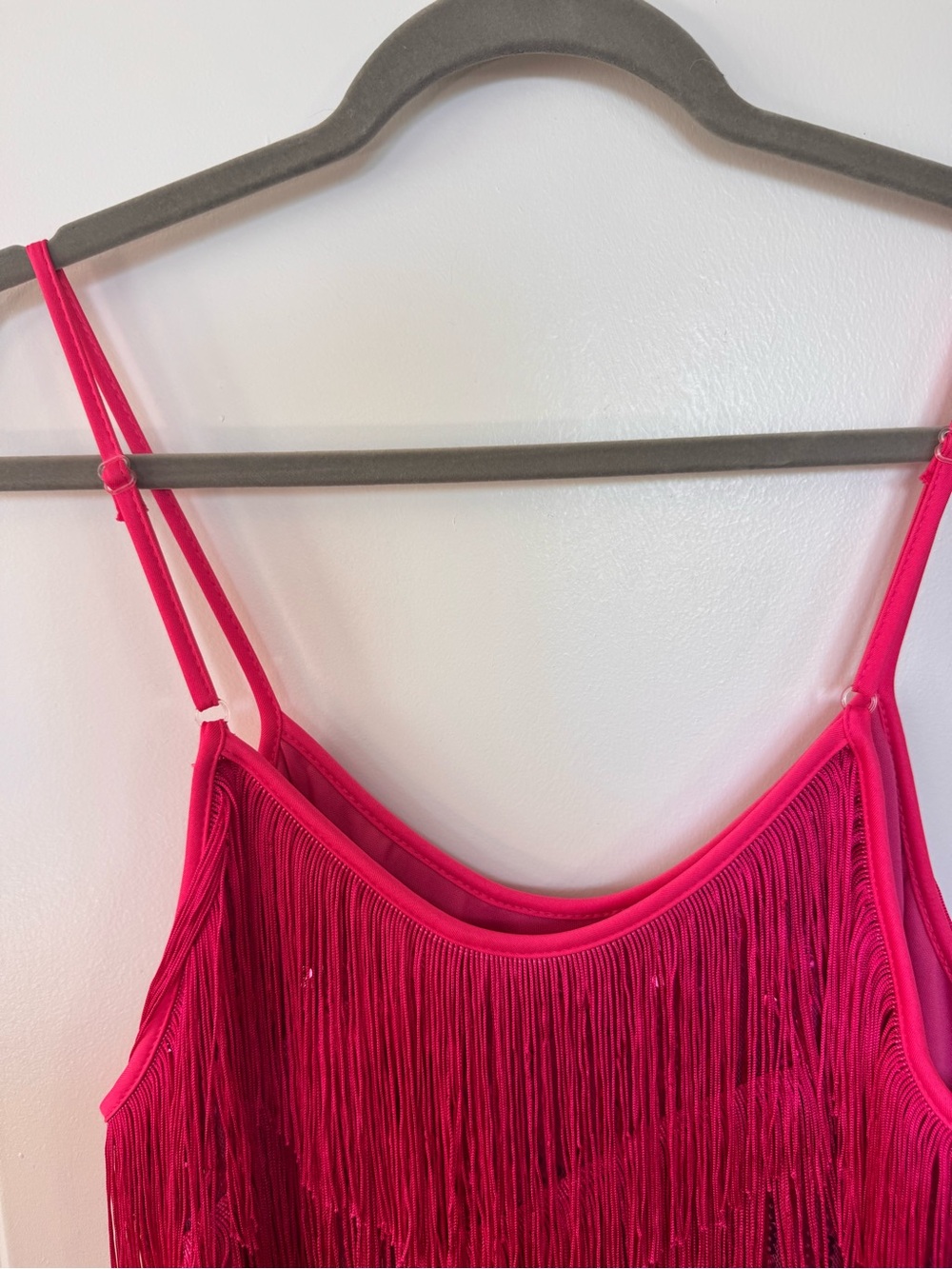 Hot Pink Fringe Party Dress - Picture 3 of 4